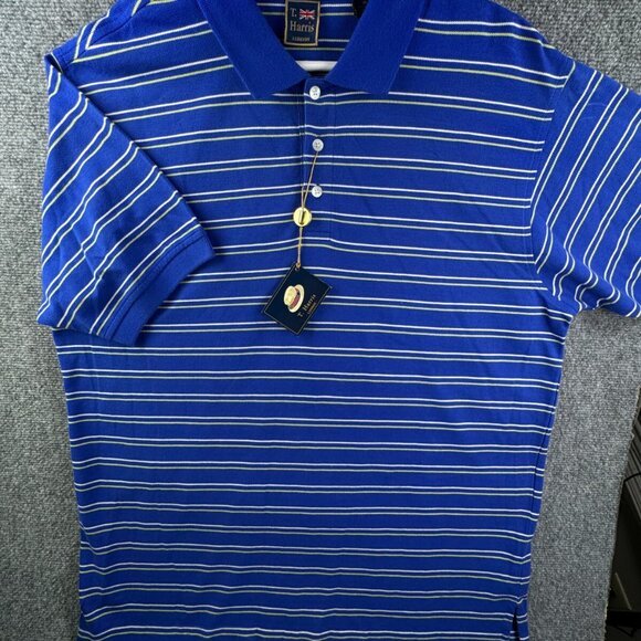 NWT T Harris Polo Shirt Mens XL Short Sleeve Casual Basic Preppy Rugby Striped - Picture 2 of 13